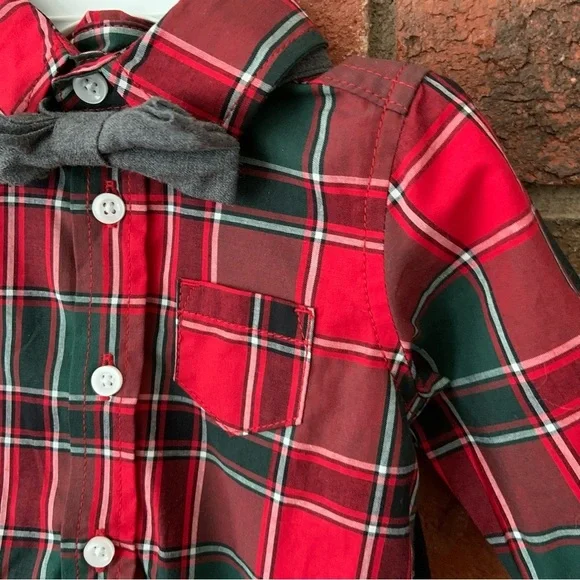Carter’s Red & Green Plaid Bow tie Outfit Set - Picture 8 of 8